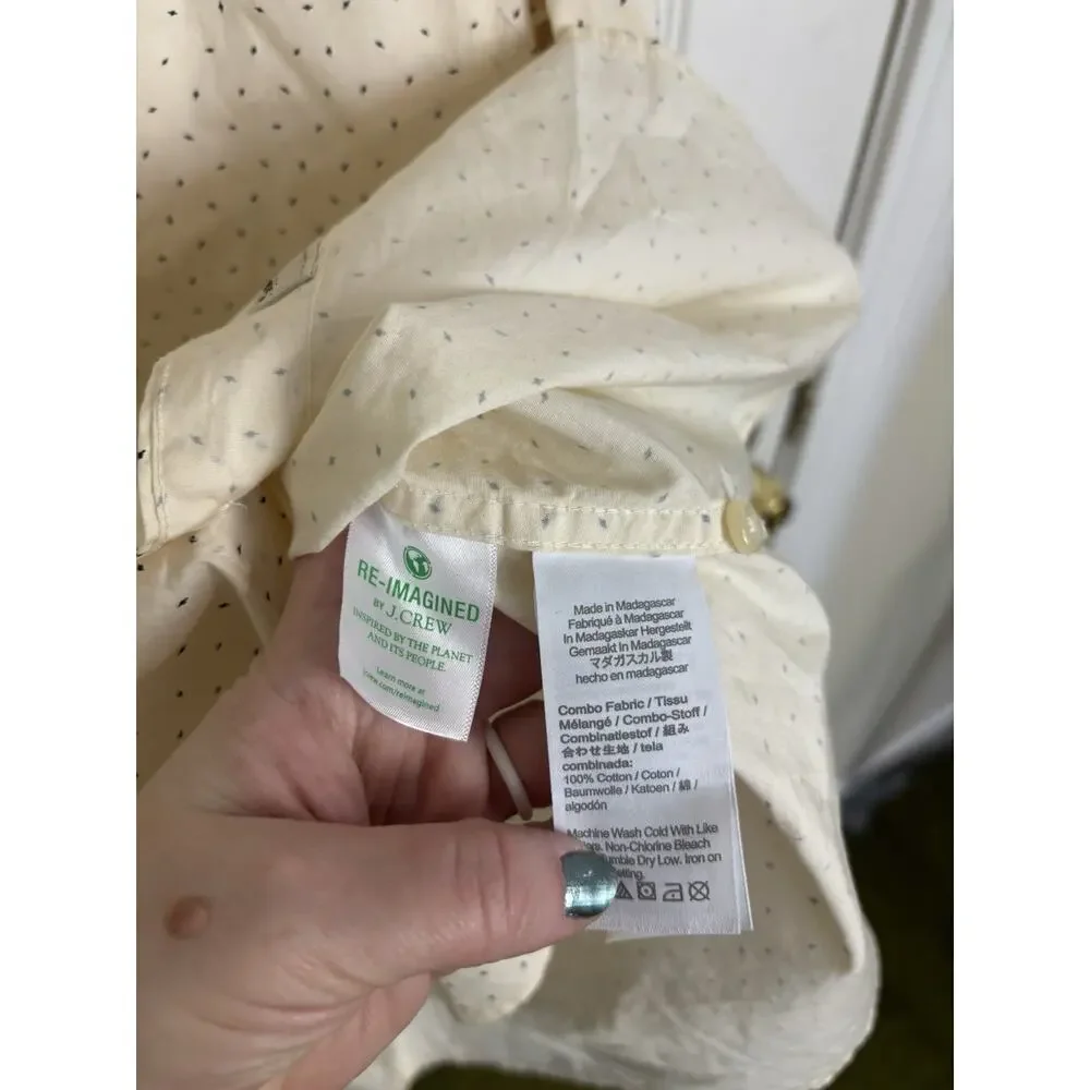 J Crew Secret Wash Shirting 100’s 2-Ply Yarn Slim Fit Button Down Ivory Medium